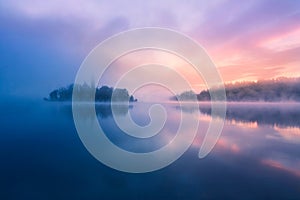 Misty morning in lake Bled