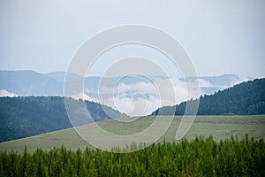 Misty morning mountain view