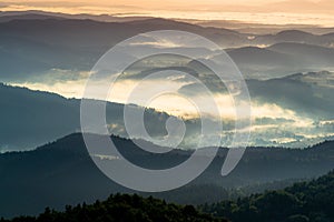 Misty morning in mountains