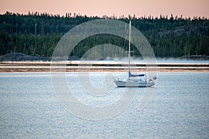 Misty Morning Sailboat