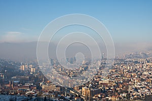 Misty morning in Sarajevo, view from the White Fortress