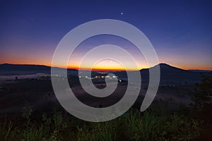 Misty morning sunrise in Khao Takhian Ngo View Point at Khao-kho Phetchabun,Thailand