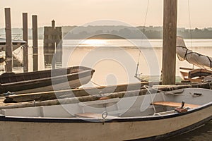 Misty Morning Vintage Sailboats on the Potomac River