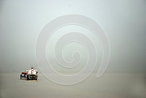 Misty morning at Yangtze river in China