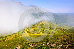 Misty mountain landscape of Leon