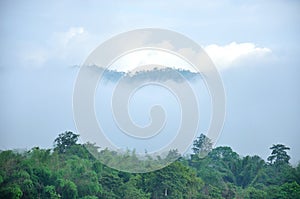 Misty mountain landscape, Thailand