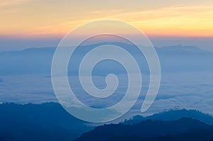 Misty Mountain at morning, Huay nam dang,Thailand photo