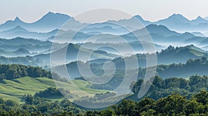 Misty mountain range