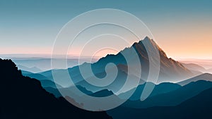 Misty Mountain Range at Sunrise