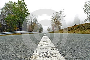 Misty mountain road in the Sauerland, Germany