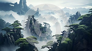 Misty Mountainous Landscape In China: Free Desktop Wallpaper
