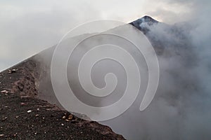 Misty mysterious rim of Telica volcano crater, Nicarag
