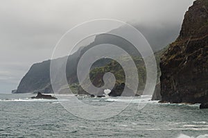 Wild coast of northern Madeira near Ponta Delgada, Portugal photo