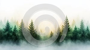 Misty Pine Forest with Soft Light Gradient