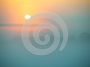 Misty sunrise on the Bug river