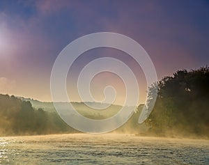 Misty sunrise over the river