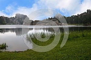 Misty Sylvan Lake in Custer State Park South Dakota USA