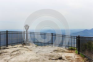 Misty view at Caesars head state park overlook in South Carolina