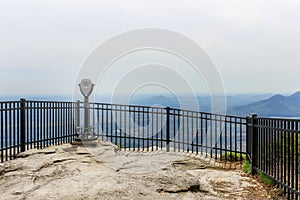Misty view at Caesars head state park overlook in South Carolina photo