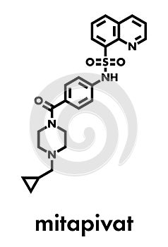 Mitapivat hemolytic anemia drug molecule. Skeletal formula.