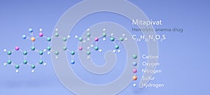 mitapivat molecule, molecular structures, c24h26n4o3s Hemolytic anemia drug 3d model, Structural Chemical Formula and Atoms with