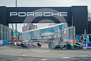 Mitch Evans 20 of Jaguar Racing Team driving Formula E car during 2021 ABB Formula E World Championship New York E-Prix race 10