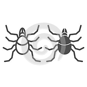 Mite line and solid icon, Insects concept, acarus sign on white background, tick icon in outline style for mobile