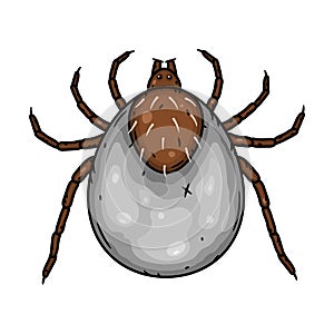 Mite parasites. Tick parasite. Acarus. Acarid vector illustration isolated on white background.