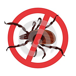 Mite parasites. Tick silhouette. Symbol parasite warning sign