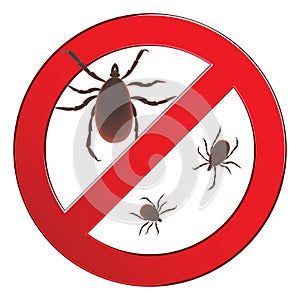 Mite spider. Mite red. Mite allergy. Epidemic. Mite parasites. Vector illustration symbol parasite warning sign.