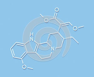 Mitragynine molecule. Herbal alkaloid present in kratom ketum, Mitragyna speciosa. Skeletal formula.