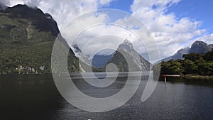 Mitre Peak mountain in Milford Sound, New Zealand