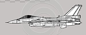 Mitsubishi F-2A. Vector drawing of multirole tactical fighter.