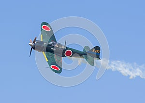 Mitsubishi A6M Zero aircraft in flight.