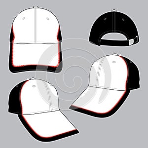 Baseball Cap Design Vector White / Black