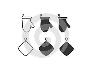 Mitten icon. Hand protection from hot symbol. Sign kitchen accesory vector