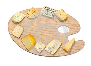 Mix cheese on wooden