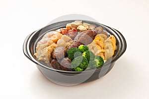 Mix of chinese food in claypot, chinese cuisine