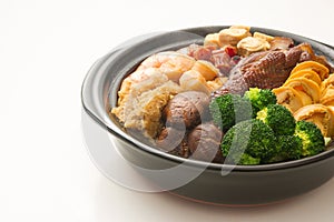 Mix of chinese food in claypot, chinese cuisine