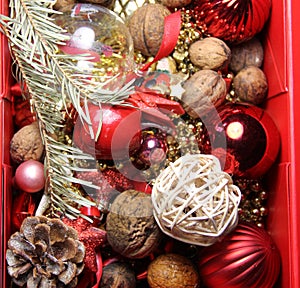 Mix of Christmas decorations photo