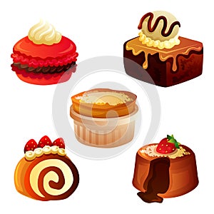 mix dessert set icon vector illustration