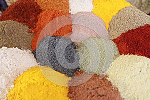 Mix of different colourful spices.