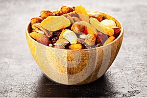 Mix of different nuts and dried fruits