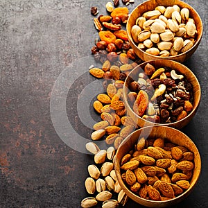 mix of different nuts and dried fruits