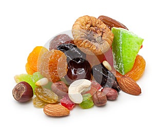 Mix dried fruits and nuts isolated