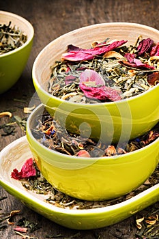 Mix of dry green and flower tea