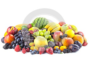 Mix of Fresh Organic Fruits isolated on white