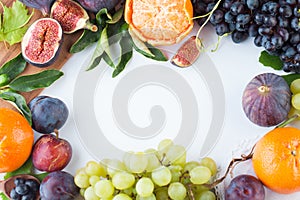 Mix fruit background border frame. Organic food