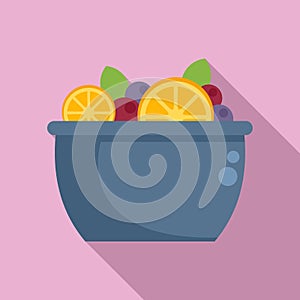 Mix fruit salad icon flat vector. Fresh food
