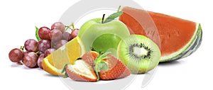 Mix fruits isolated on white.